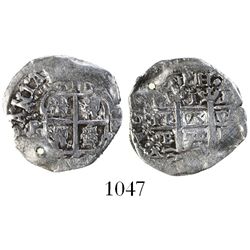 Potosi, Bolivia, cob 1 real, 1654E, dot-PH-dot at top.