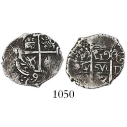 Potosi, Bolivia, cob 1 real, 1697CH, rare.