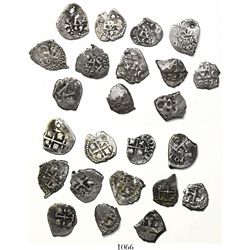 Lot of 12 Potosi, Bolivia, cob 1/2R, all different dates: 1654, 1657, 1664E, 1676, 1690, 1706, 1716,