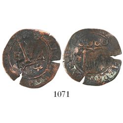 Santo Domingo, Dominican Republic, copper 4 maravedis, Charles-Joanna, assayer F, with key counterma