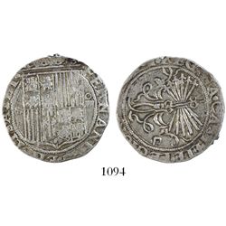 Seville, Spain, 4 reales, Ferdinand-Isabel, assayer Gothic D on reverse.