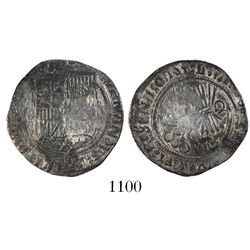 Seville, Spain, 1 real, Ferdinand-Isabel, mintmark S on reverse, + flanking shield.