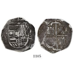 Toledo, Spain, cob 4 reales, (15)95 date to right, assayer C to left.