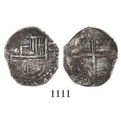 Seville, Spain, cob 1 real, 1594 date to right, assayer not visible, unique (unlisted) date.