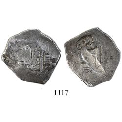 Seville, Spain, cob 4 reales, 1681, assayer not visible, S for 8 in date, extremely rare (unlisted t