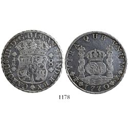 Potosi, Bolivia, pillar 8 reales, Charles III, 1770/69JR, rare.