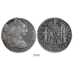 Potosi, Bolivia, bust 8 reales, Charles III, 1778PR.