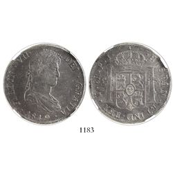 Potosi, Bolivia, bust 8 reales, Ferdinand VII, 1819PJ, encapsulated NGC AU 55.