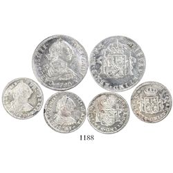 Lot of 3 Potosi, Bolivia, bust 2R and 1R, Charles III: 2R, 1780/79PR; 1R, 1780PR; and 1R, 1781PR.