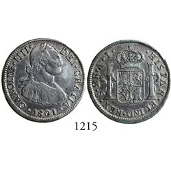 Santiago, Chile, bust 2 reales, Charles IV, 1801AJ.