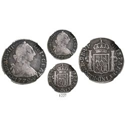 Bogota, Colombia, bust 2 reales, Charles III, 1772VJ, encapsulated NGC F 12, rare, ex-Ortiz Murias.