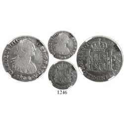 Bogota, Colombia, bust 1 real, Charles IV, 1804JJ, encapsulated NGC VF 20, rare, ex-Ortiz Murias.