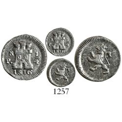 Popayan, Colombia, 1/4 real, 1816, mintmark PN.
