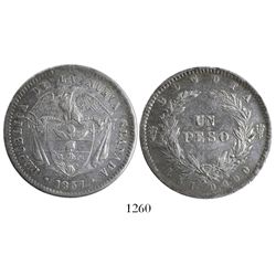 Bogota, Colombia, 1 peso, 1857.
