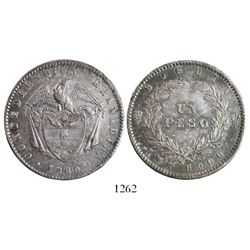 Bogota, Colombia, 1 peso, 1860.