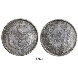 Bogota, Colombia, 1 peso, 1866.