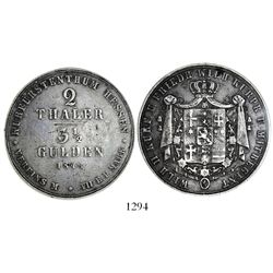 Hesse-Cassel (German States), 2 thaler, 1844, large letters, encapsulated ANACS EF 40.