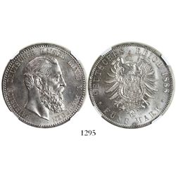 Prussia (German States), 5 mark,  Friedrich III, 1888A, encapsulated NGC MS 64.