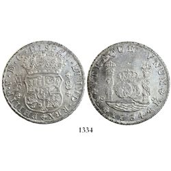 Mexico City, Mexico, pillar 8 reales, Philip V, 1734/3MF.