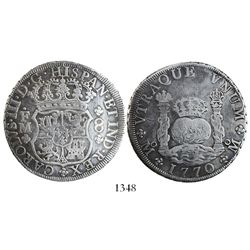 Mexico City, Mexico, pillar 8 reales, Charles III, 1770FM.