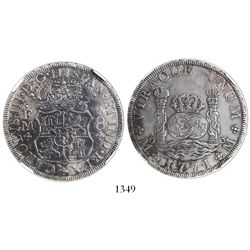 Mexico City, Mexico, pillar 8 reales, Charles III, 1771FM, encapsulated NGC XF details / surface hai