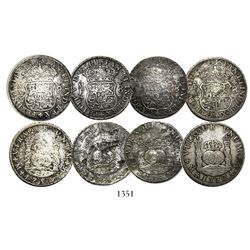 Lot of 4 Mexico City, Mexico, pillar 8 reales, Philip V through Charles III, various dates (1740MF, 