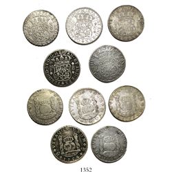 Lot of 5 Mexico City, Mexico, pillar 8 reales, Ferdinand VI and Charles III, as follows: 1754MF, 176