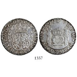 Mexico City, Mexico, pillar 4 reales, Philip V, 1745MF.