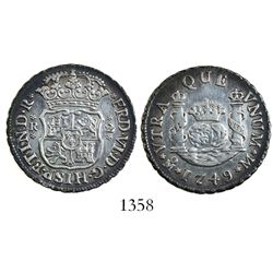 Mexico City, Mexico, pillar 2 reales, Ferdinand VI, 1749M.