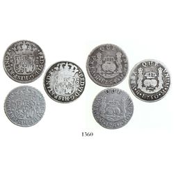 Lot of 3 Mexico City, Mexico, pillar 2 reales, Ferdinand VI, various dates (1750M, 1754M and 1760M).