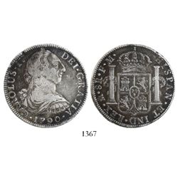 Mexico City, Mexico, bust 8 reales, Charles IV transitional (bust of Charles III, ordinal IV), 1790F