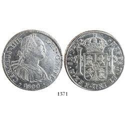 Mexico City, Mexico, bust 8 reales, Charles IV, 1800FM.
