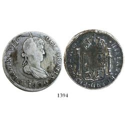 Zacatecas, Mexico, bust 8 reales, Ferdinand VII, 1820AG, small bust.