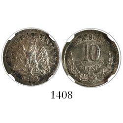 Hermosillo, Mexico, 10 centavos, 1882A, encapsulated NGC AU 58.