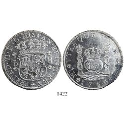 Lima, Peru, pillar 8 reales, Ferdinand VI, 1754JD.
