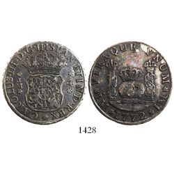 Lima, Peru, pillar 4 reales, Charles III, 1772JM, final year of series.