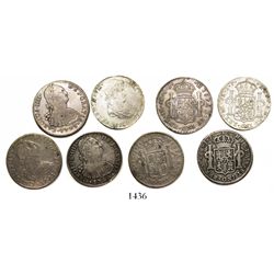Lot of 4 Lima, Peru, bust 8 reales, Charles IV and Ferdinand VII, as follows: 1791IJ, 1793IJ, 1799IJ