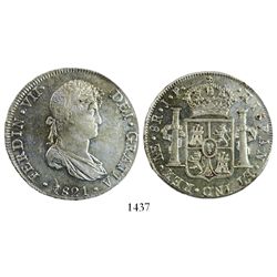 Lima, Peru, bust 8 reales, Ferdinand VII, 1821JP.