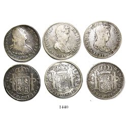 Lot of 3 Lima, Peru, bust 4 reales, Charles IV and Ferdinand VII, various dates (1797IJ, 1813JP and
