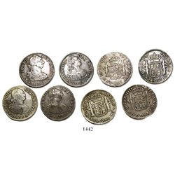 Lot of 4 Lima, Peru, bust 2 reales, Charles III and IV, various dates (1782MI, 1794IJ, 1795IJ and 18