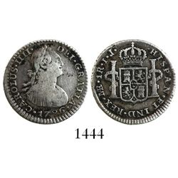 Lima, Peru, bust 1 real, Charles IV, 1796IJ, 9 of date engraved without tail (unique error).