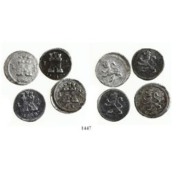 Lot of 4 Lima, Peru, 1/4R: 1808, 1812, 1819 and 1820.