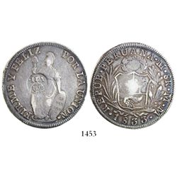 Philippines (under Spain), 8 reales, Isabel II, crowned "Y.II." countermark (1834-7) on a Lima, Peru