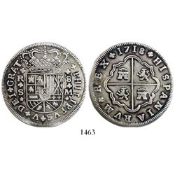Seville, Spain, milled 8 reales, Philip V, 1718M.