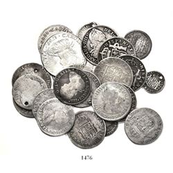 Large lot of 25 Spanish colonial bust minors (4R, 2R, 1R and 1/2R), Charles III through Ferdinand VI