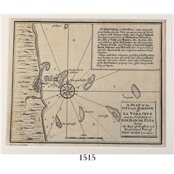 Small British map of Veracruz, Mexico, engraved by E. Bowen, from the May 1, 1740 issue of The Gentl