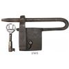 Image 1 : Iron padlock with key, Spanish colonial (late 1600s to early 1700s), found in Lima, Peru.