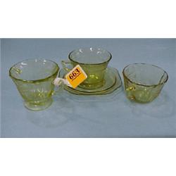 Four Pcs. Yellow Depression Glass...