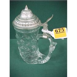 8" Clear Glass German Stein...