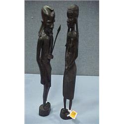 Two 18 1/2" Carved African Figurines...